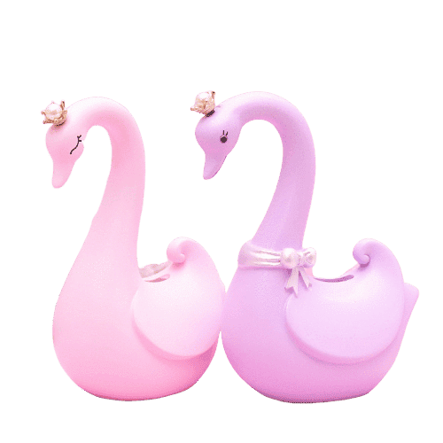 Salvadanaio Con Cigno Rosa