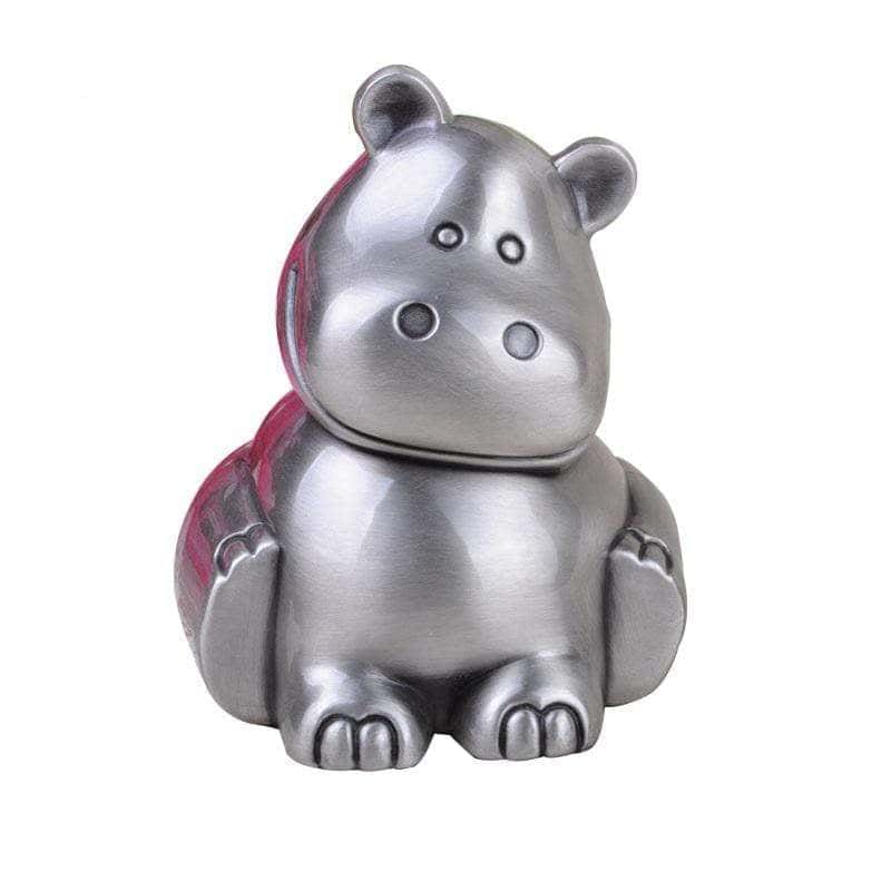 Salvadanaio In Argento Con Ippopotamo