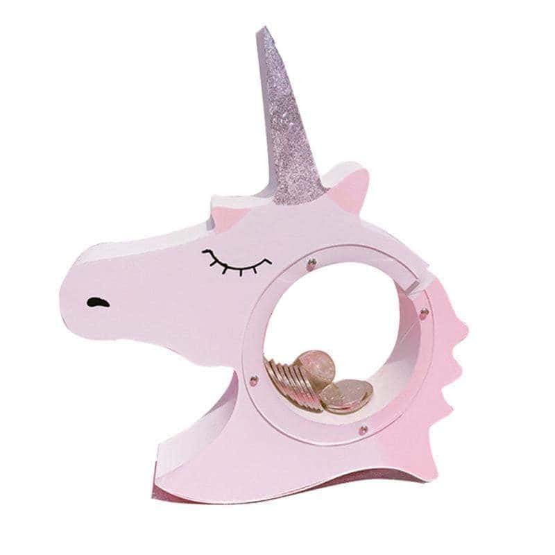 Salvadanaio In Legno Con Unicorno